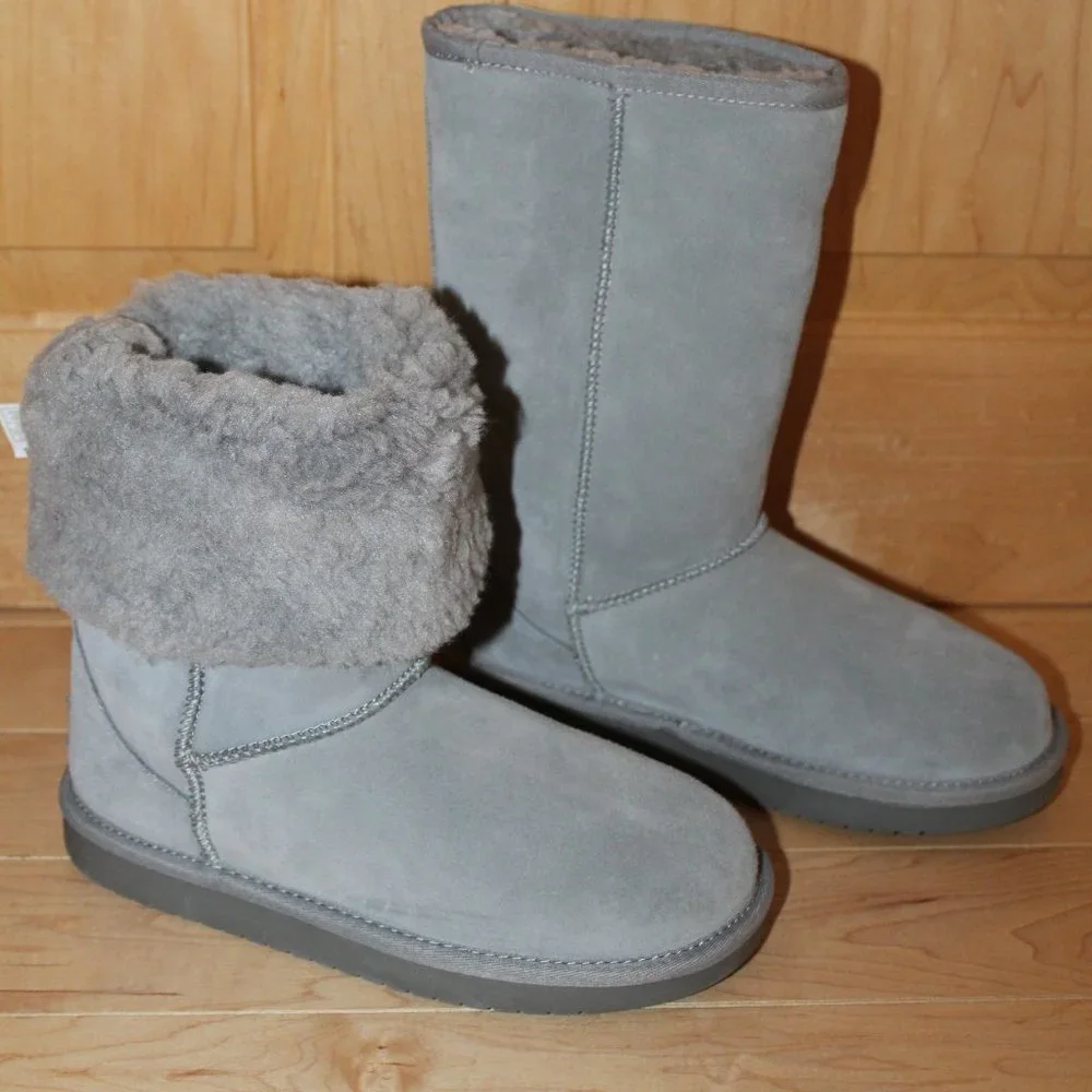 UGG KOOLABURRA‎ GIRL'S TALL FUR SUEDE BOOTS GRAY